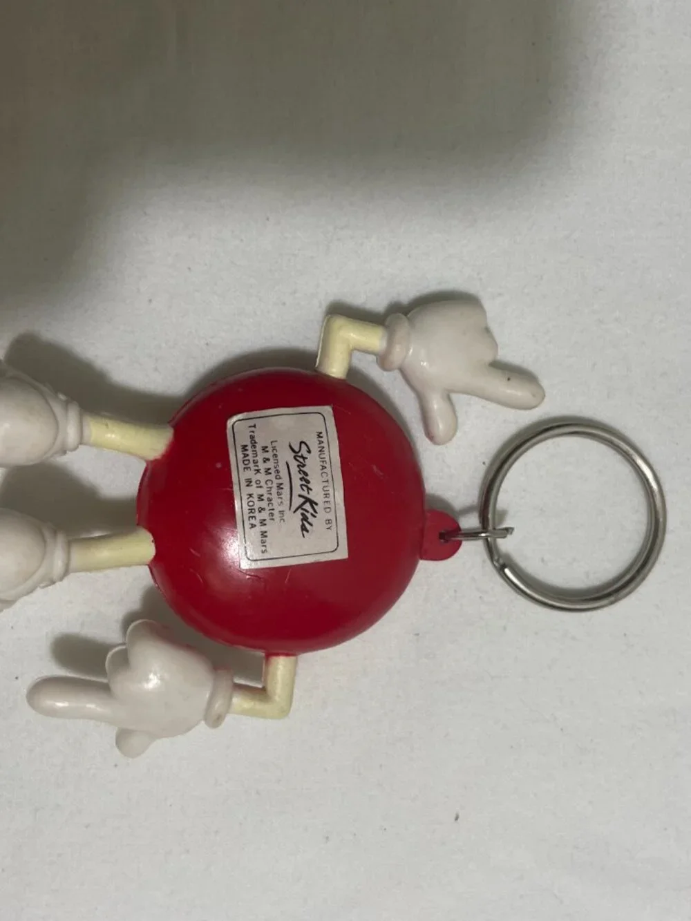 Vintage Red M&M Character Keychain Street Kids Mars Candy Advertising Korea